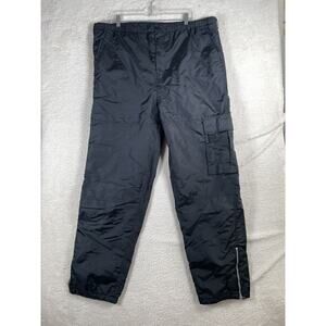 Vintage Utility Brand Snow Pants Mens Large Nylon Ankle Zip Black Drawstring